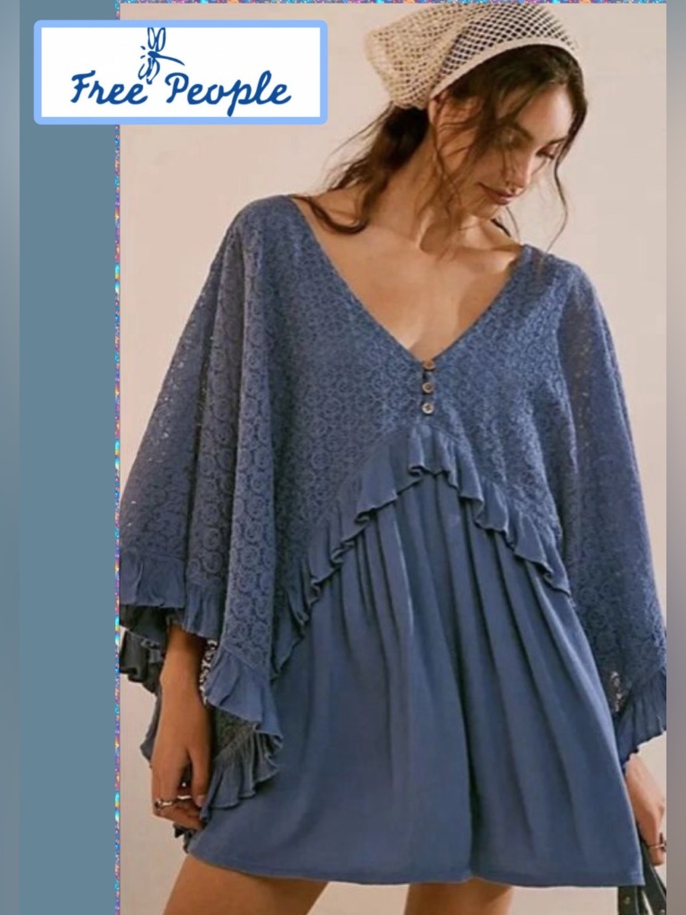 NEW Free People As You Are Romper XS Cornflower Blue Summer Boho